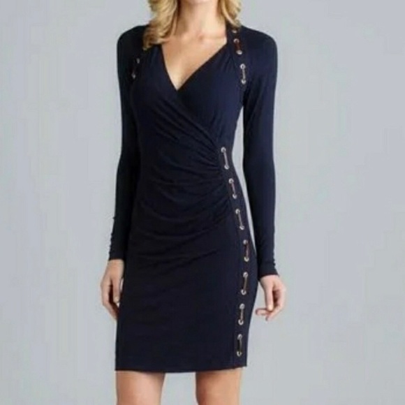 carmen marc valvo navy dress